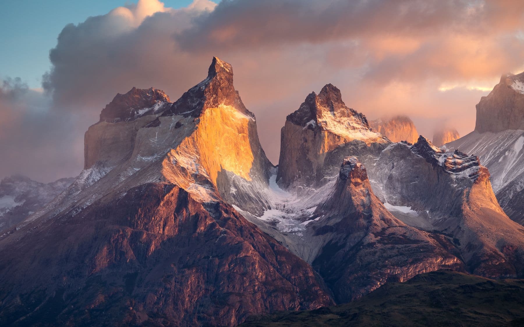 Torres del Paine al atardecer, Patagonia chilena